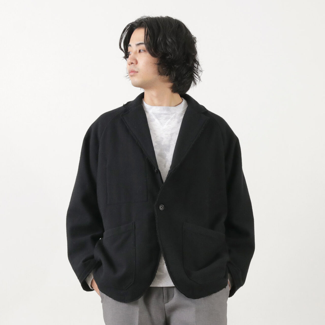 Cut-off Notch Collar 2 Button Jacket,, large image number 7