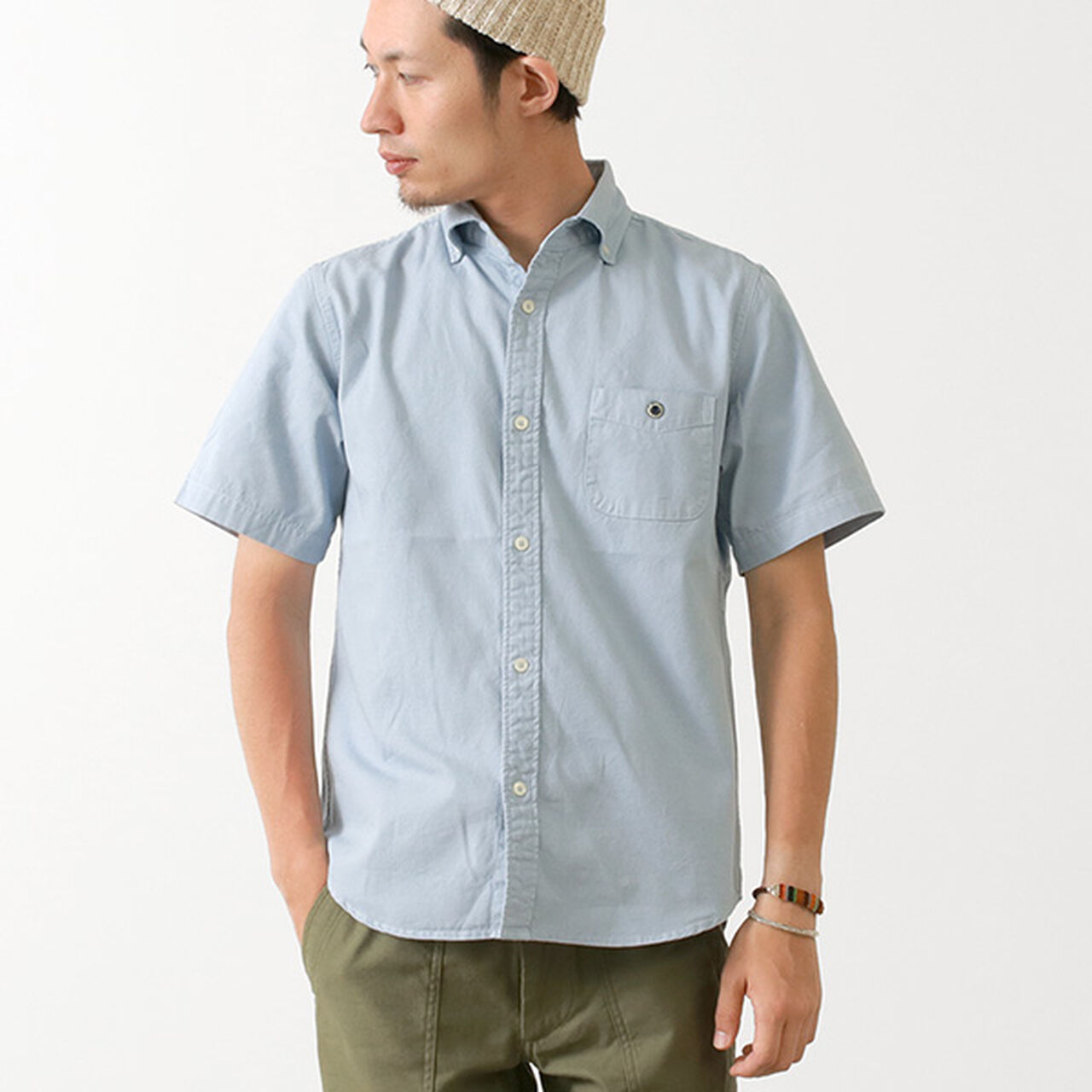 BR-5266 Ox S/S button-down shirt,Sax, large image number 0