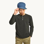 colour-specific long sleeve henley neck T-shirt,Black, swatch