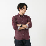 Stretch plain flannel button-down shirt,Burgundy, swatch