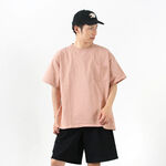 Horseshoe Sleeve Pocket Big T-Shirt,Pink, swatch