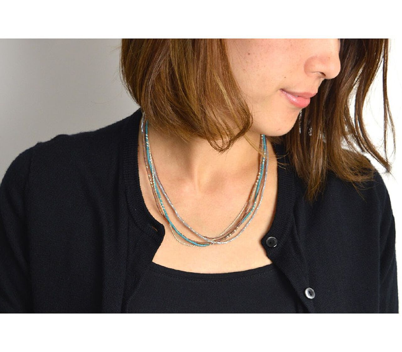 5-String Silver Beaded Cord Necklace / Bracelet / Necklace,, large image number 5