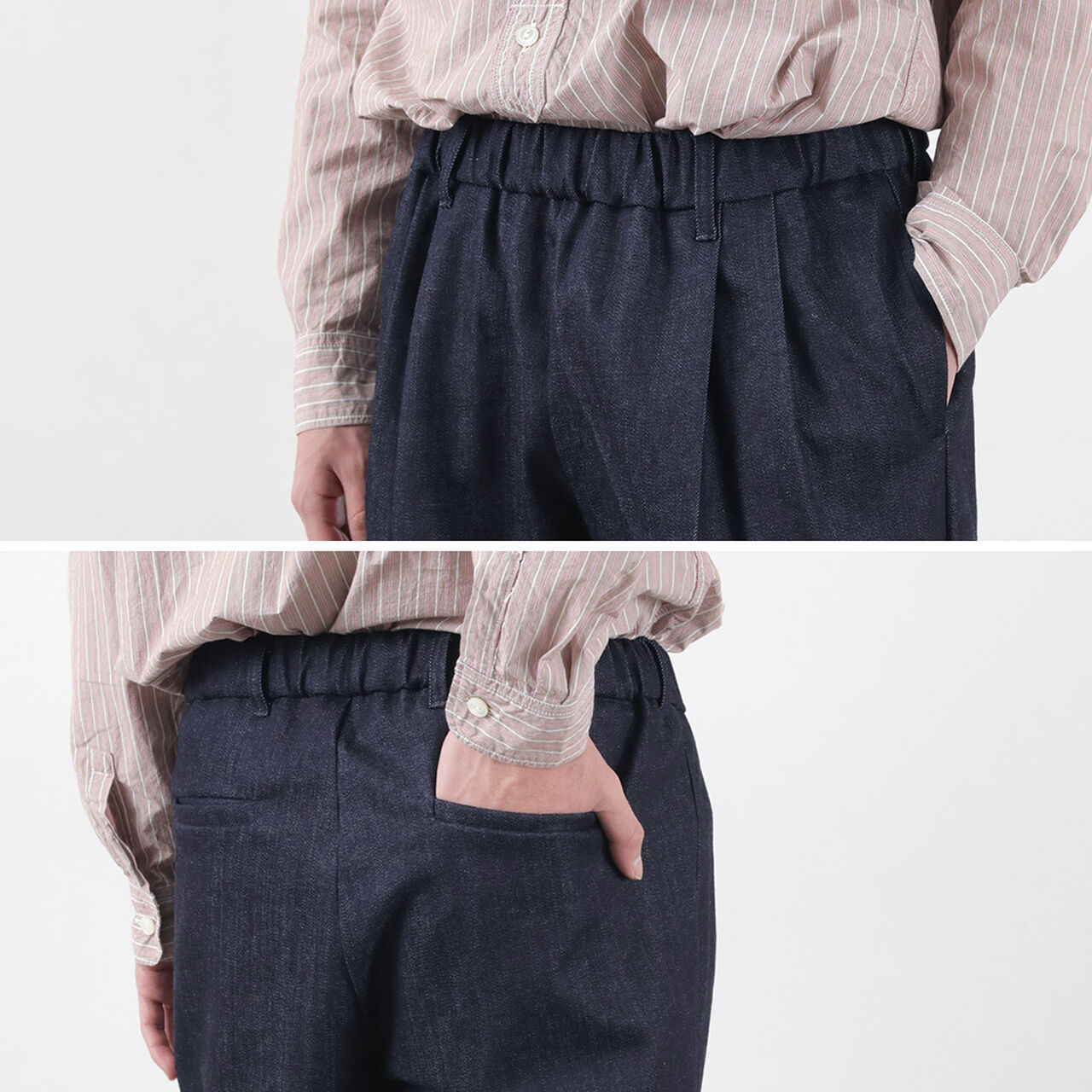 Denim Wide Tuck Trousers,, large image number 8