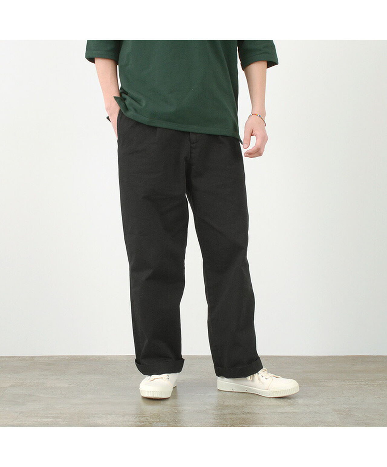 One Tuck Wide Trousers Dragon Twill,, large image number 6
