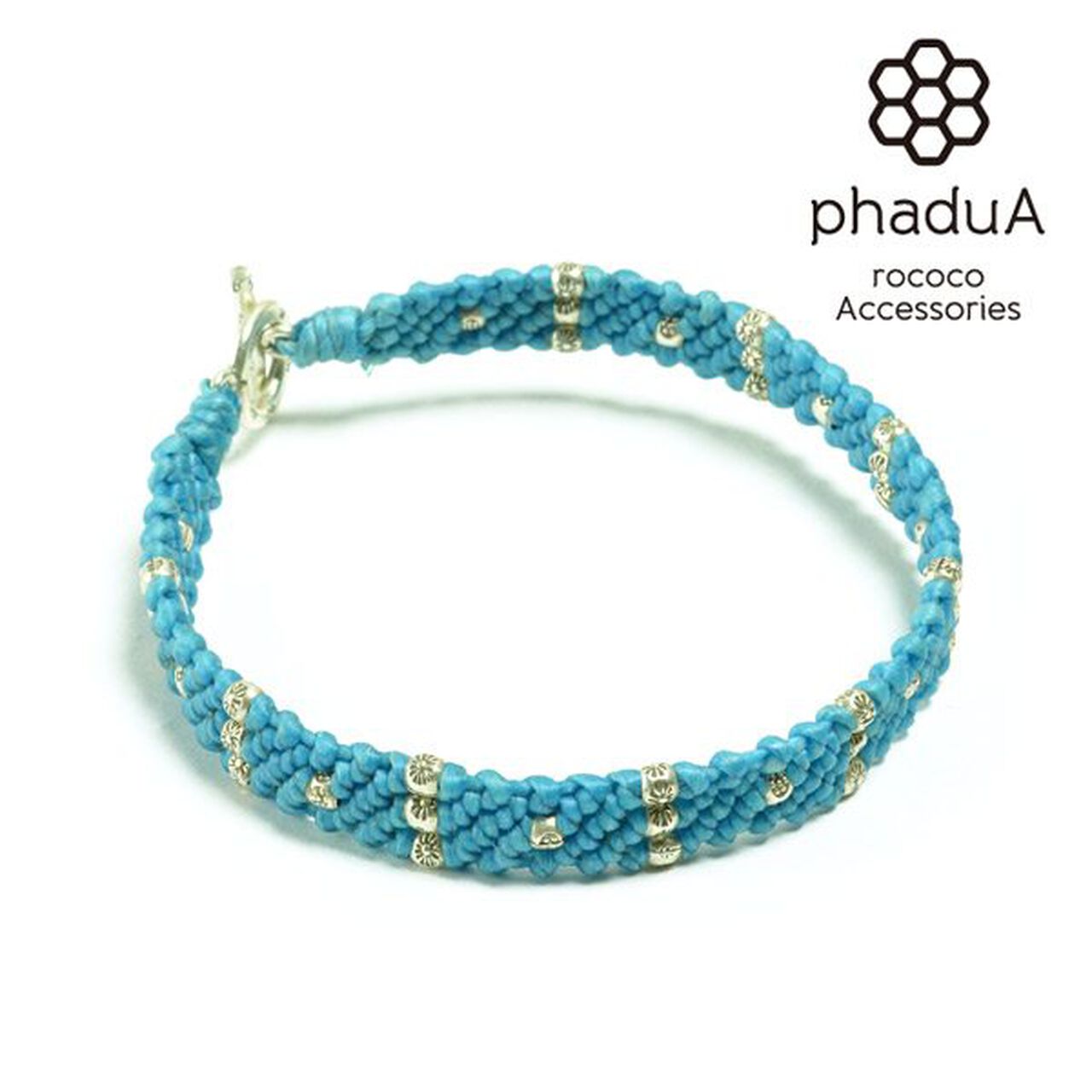 Wax Cord Silver Triple-Strand Bracelet,Turquoise, large image number 0