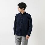 Woolen Pinstripe Button-Down Shirt,Navy, swatch