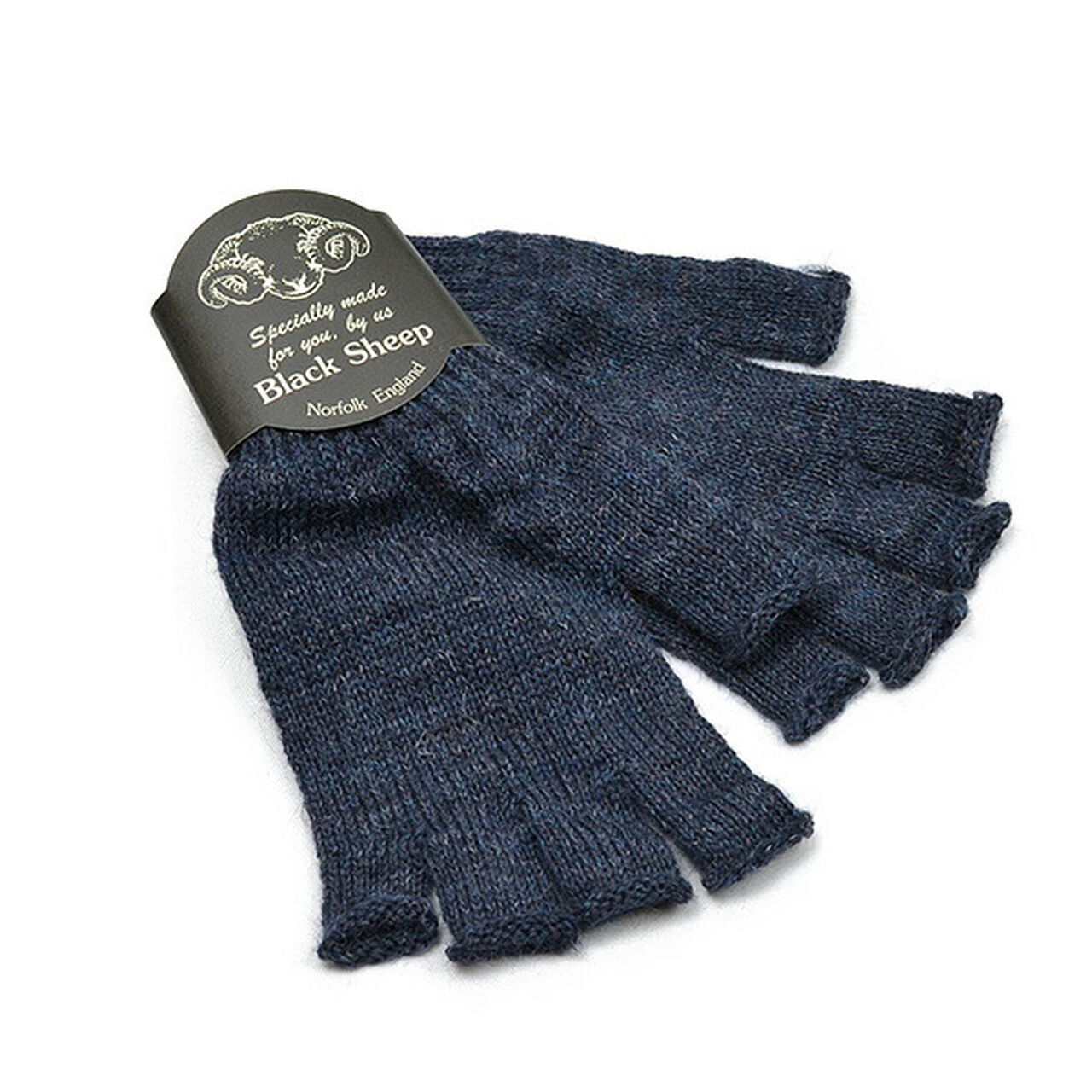 Fingerless knit gloves,DenimMix, large image number 0