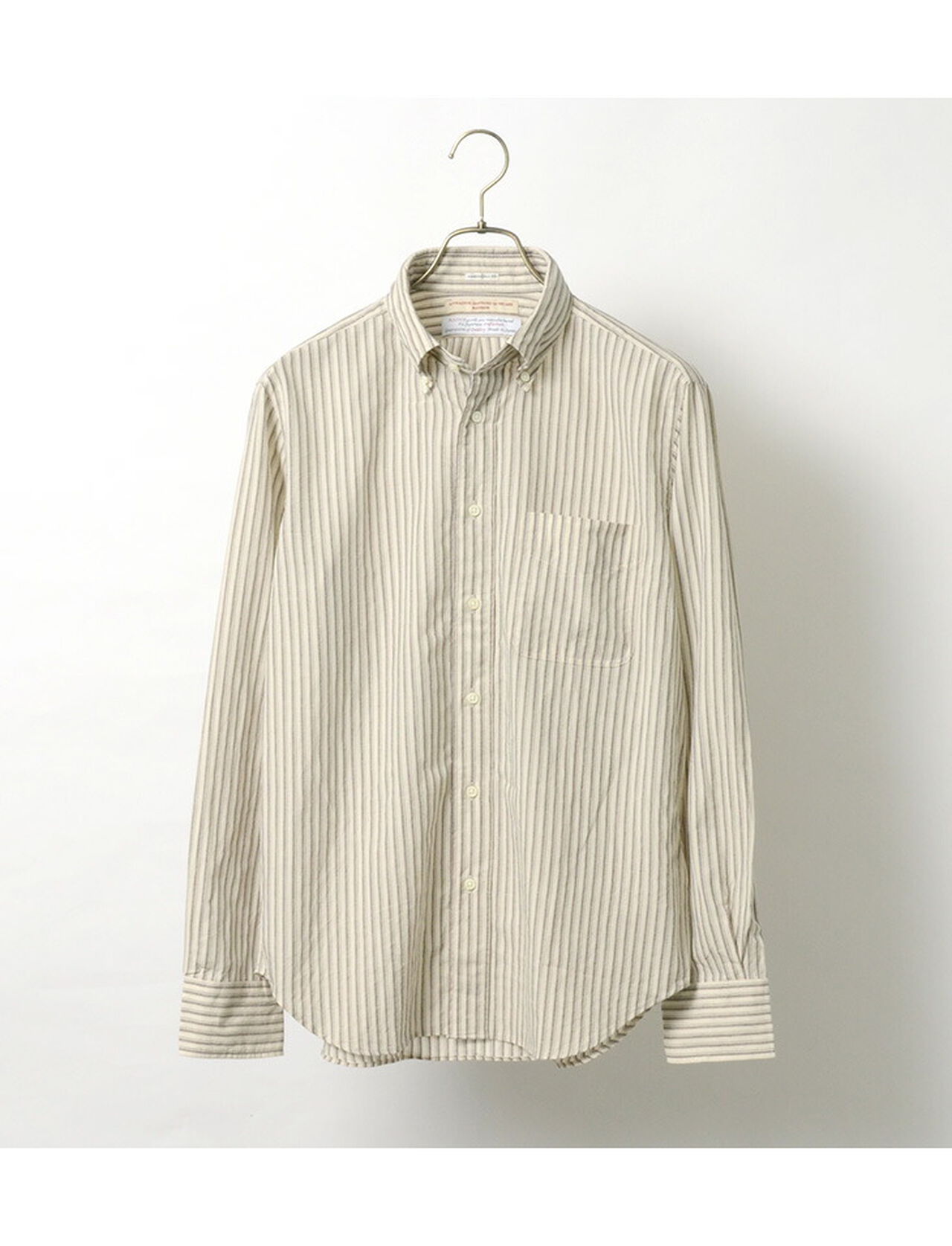 Cotton Linen Stripe Button Down Shirt,, large image number 1