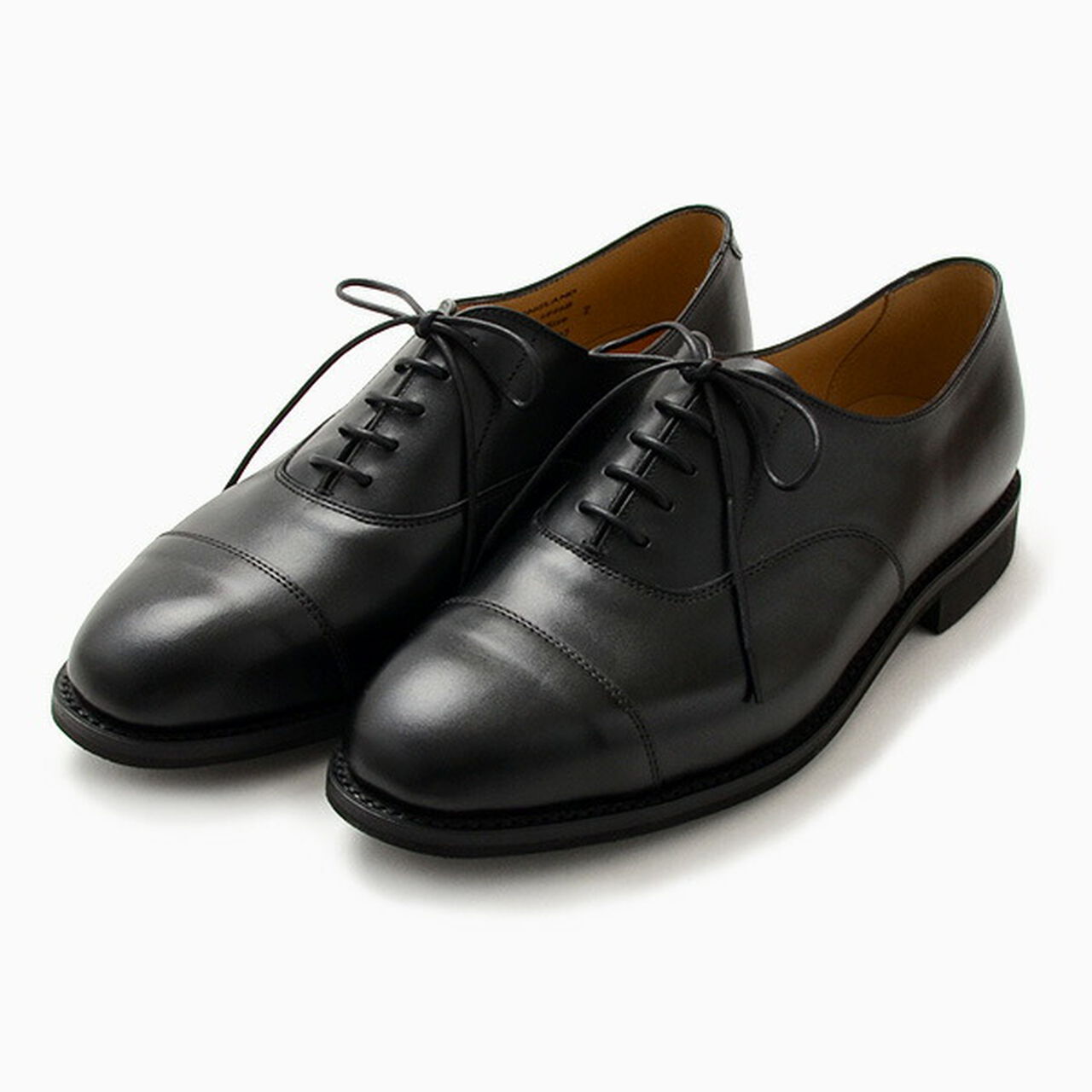 Cap Toe Oxford Leather Shoes,Black, large image number 0
