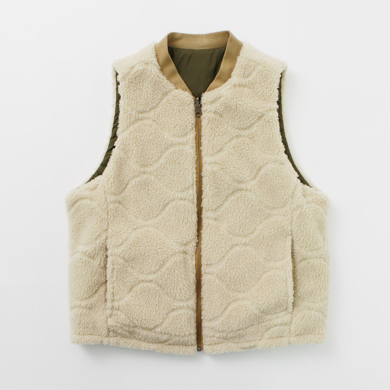 Quilted Sheepskin Boa MIL Vest,, large image number 0