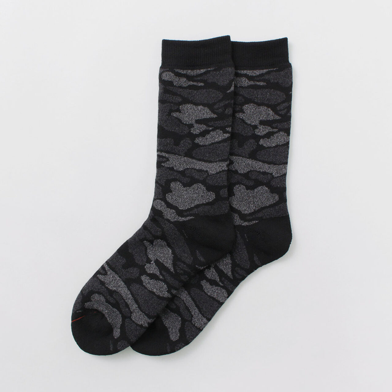 R1339 Pile camo crew socks,Black, large image number 0