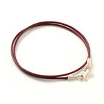 Leather choker necklace in calen silver.,Red, swatch