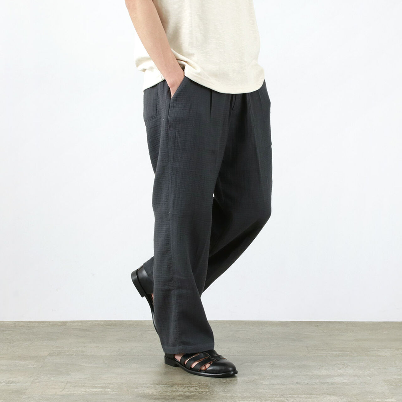 Triple gauze tuck work trousers,, large image number 13