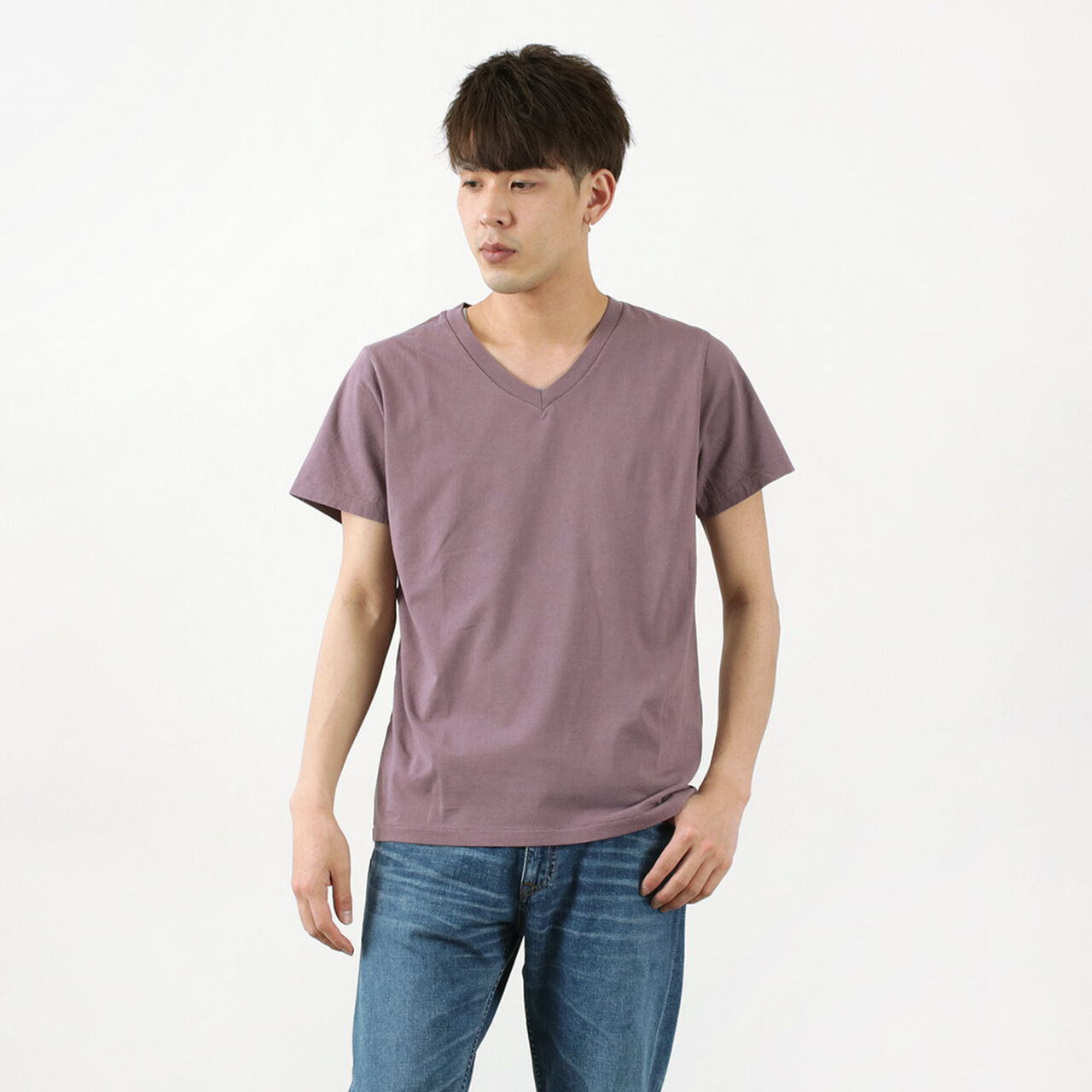 Special order LW processed V-neck T-shirt,Purple, large image number 0