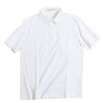 Premium cotton button-down polo shirt/short sleeves,White, swatch