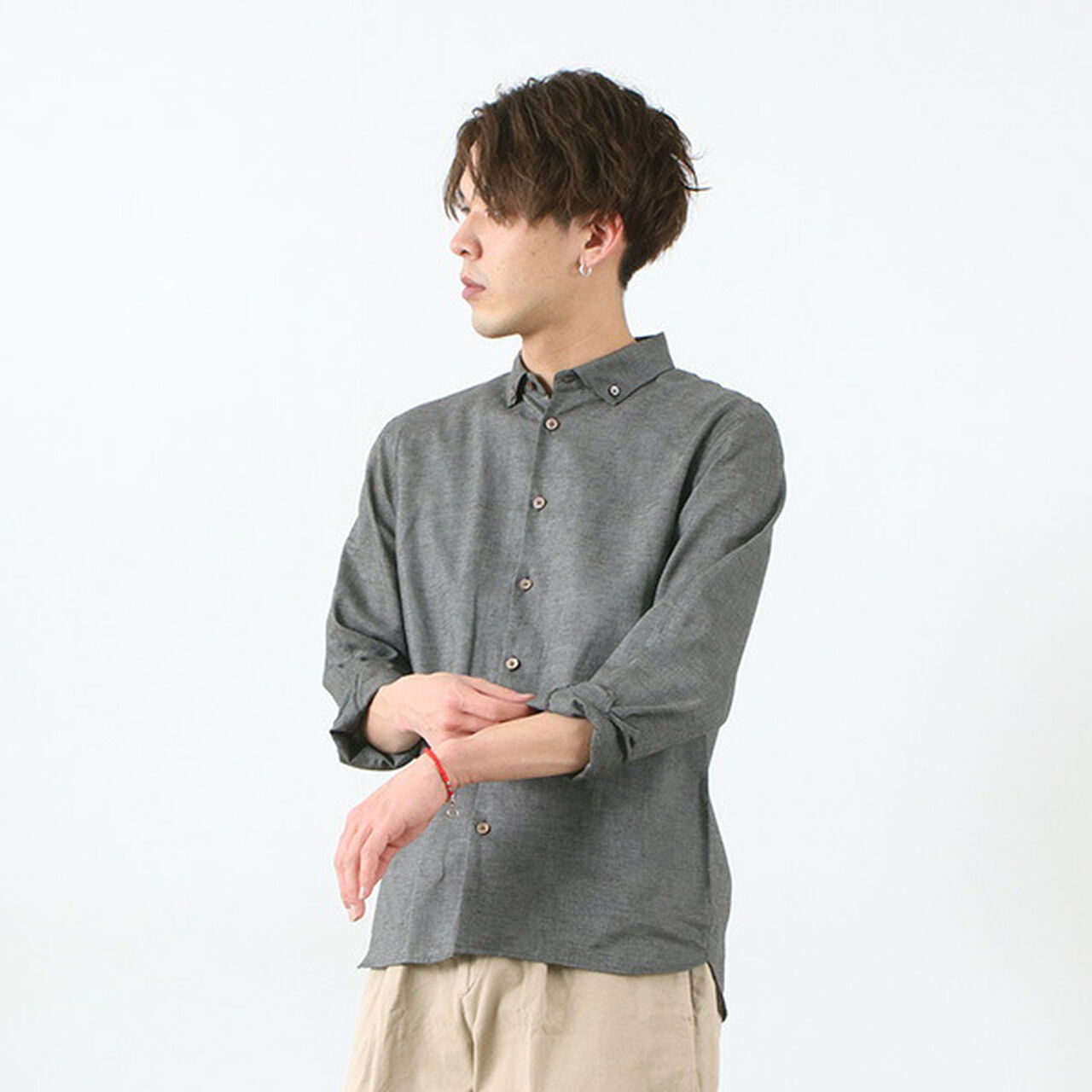 Linen Canvas Split Raglan Shirt,, large image number 16