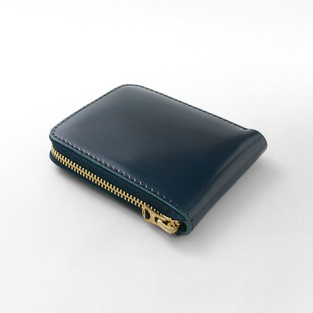 Special ordered color cordovan round zipper wallet,Navy_Gold, large image number 0
