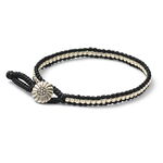 Wax cord single strand concho anklet,Black, swatch