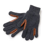 Cashmere Knitted Leather Gloves,Charcoal, swatch