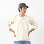 colour-specific long sleeve henley neck T-shirt,White, swatch