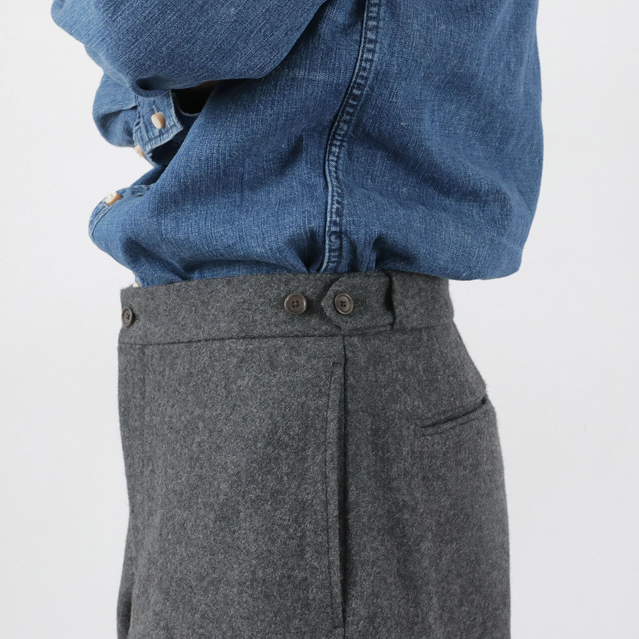 Wool Melton Tapered Trousers,, large image number 9