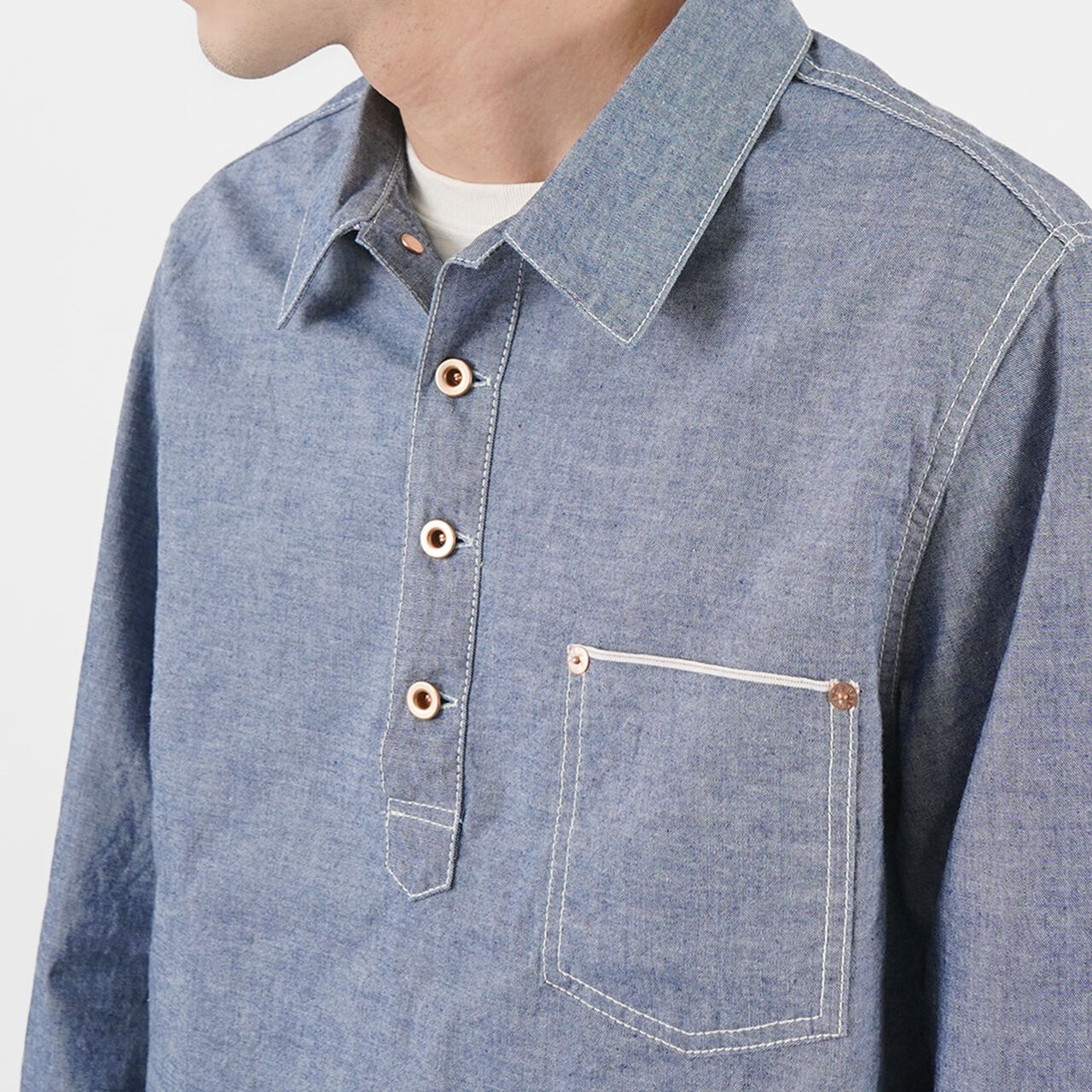 F3487 Chambray pullover shirt,, large image number 9