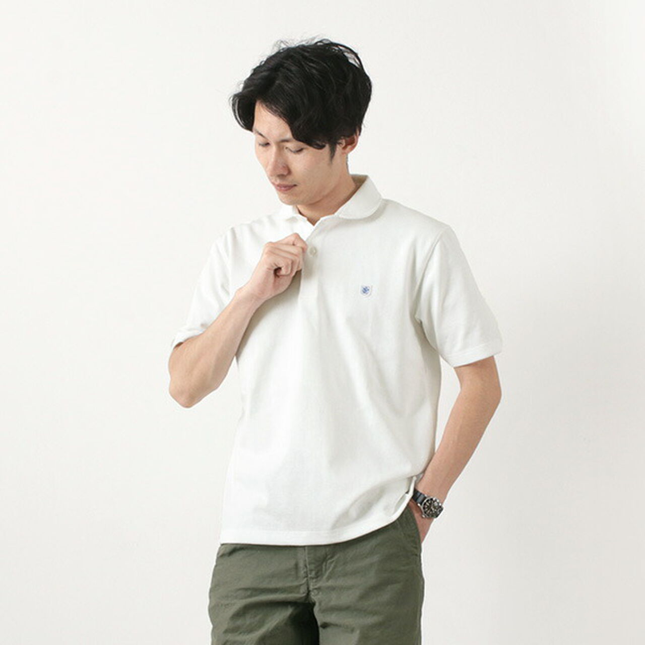 Plain Heavy Jersey Round Collar Polo Shirt,, large image number 13