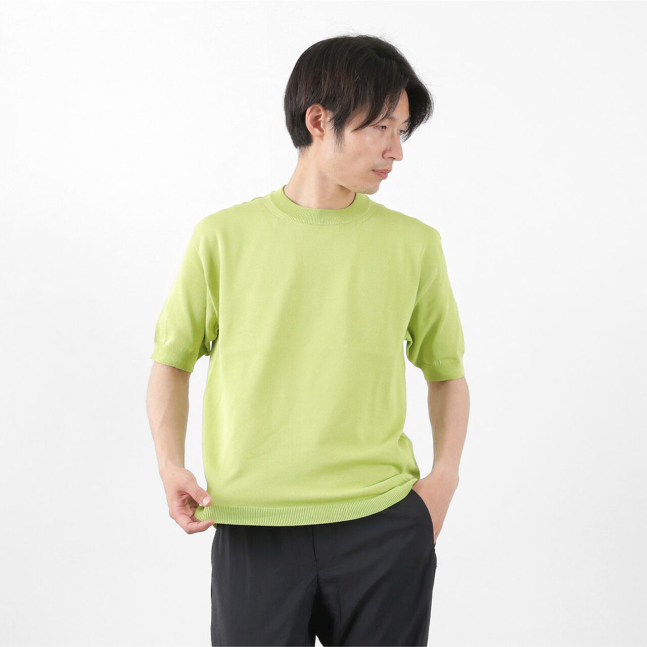 Cotton Fitted Seamless Knit Tee,, large image number 13