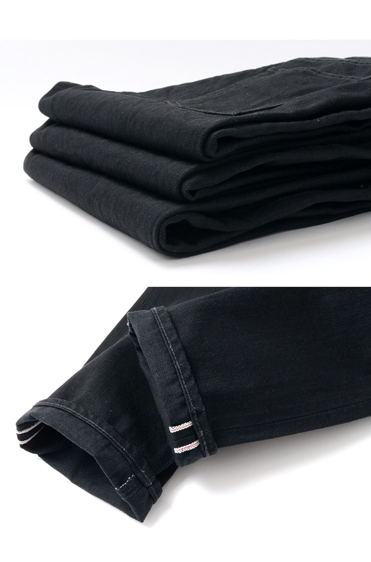 Black denim tapered 5P trousers,, large image number 5