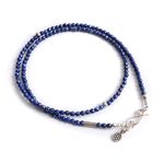 Lapis lazuli 3mm cut bead necklace / anklet,Blue, swatch