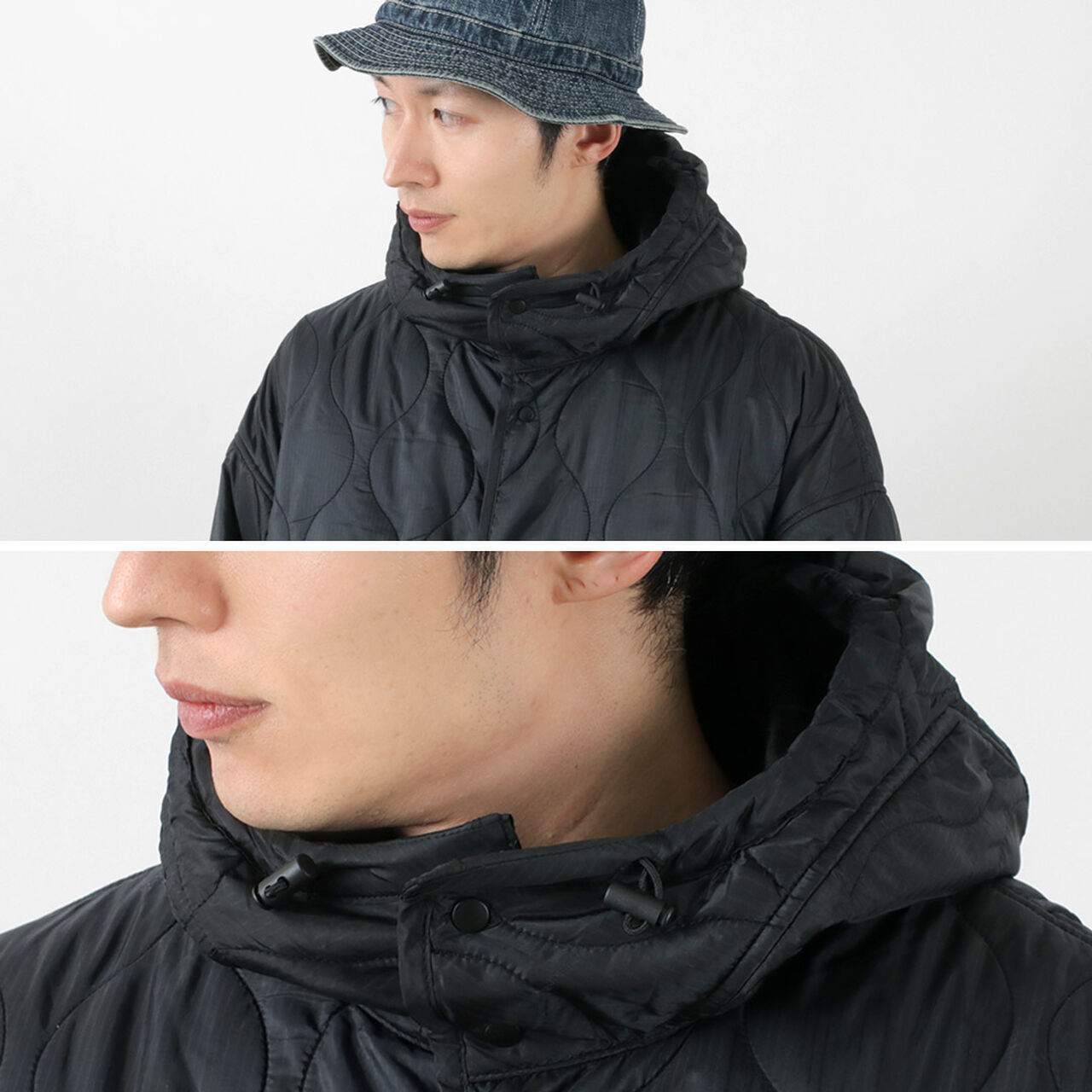 Nylon Rip Gourd Quilted Coat Hoodie,, large image number 8