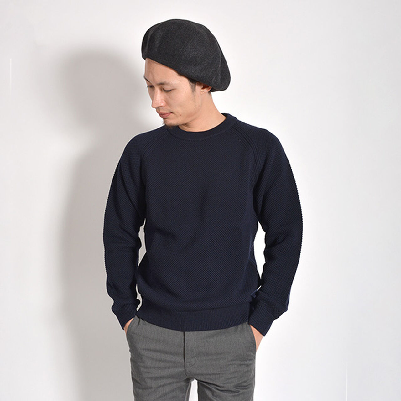 Tuck Moss Crew Neck Sweater 8 Gauge Knit,Navy, large image number 0