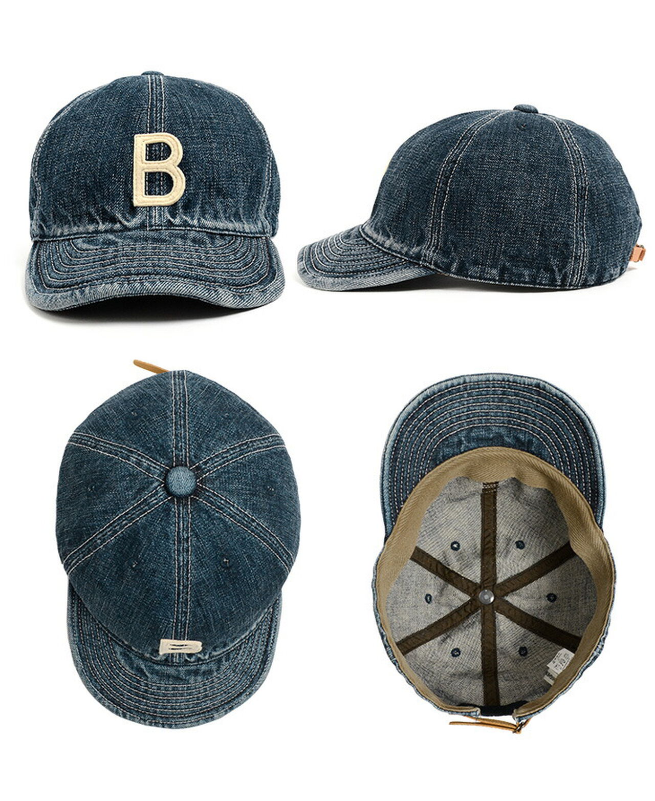 Special order selvage denim cap with initials badge,, large image number 8