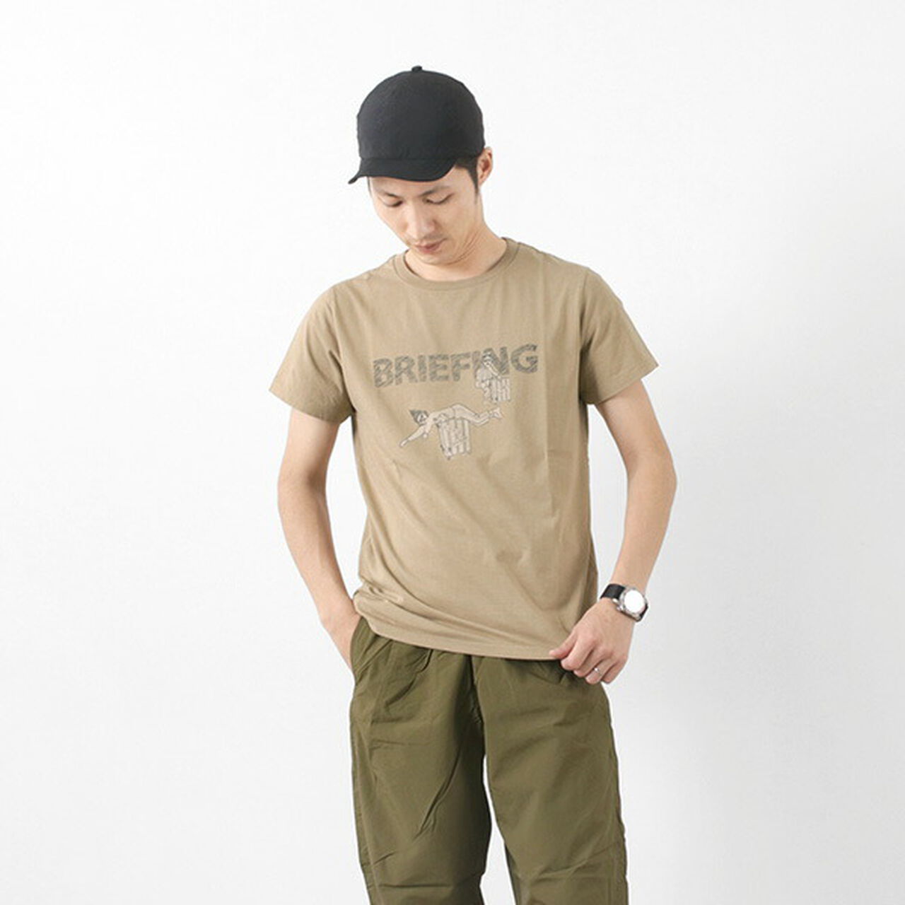 Special order LW processed T-shirt (BRIEFING),Beige, large image number 0