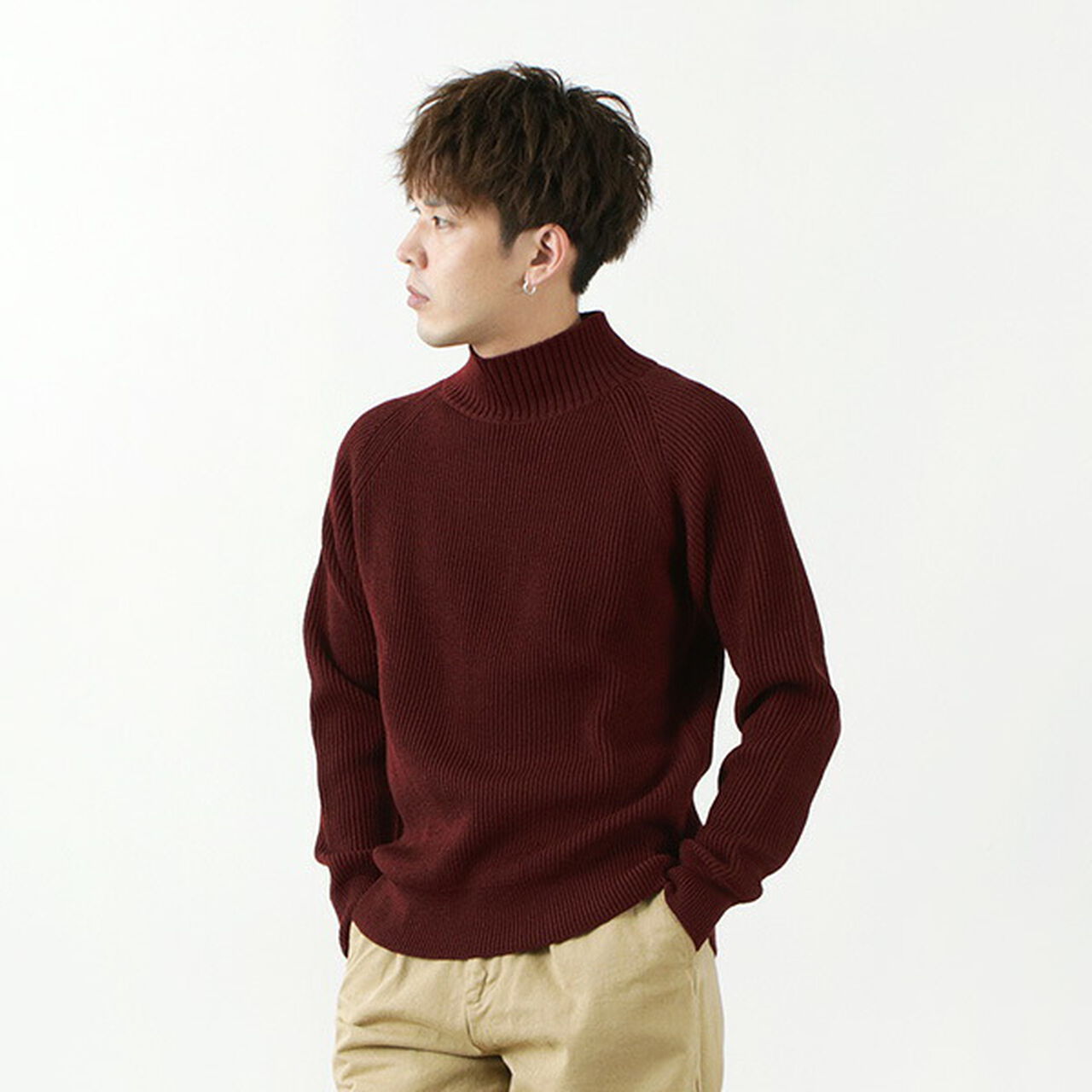 8GG Baby-bed Knit High Neck Knit,Maroon, large image number 0