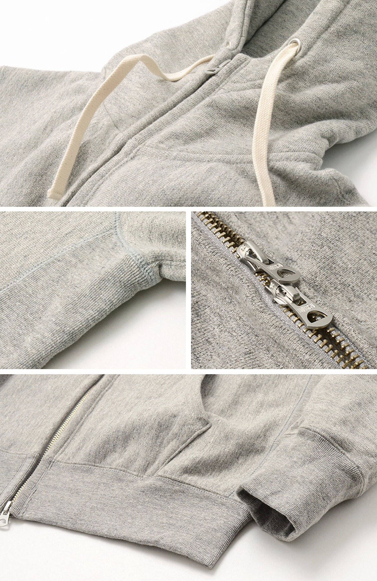 Inverse Weave High Neck Full Zip Hoodie Sweatshirt,, large image number 8