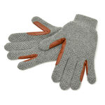 Cashmere Knitted Leather Gloves,Grey, swatch