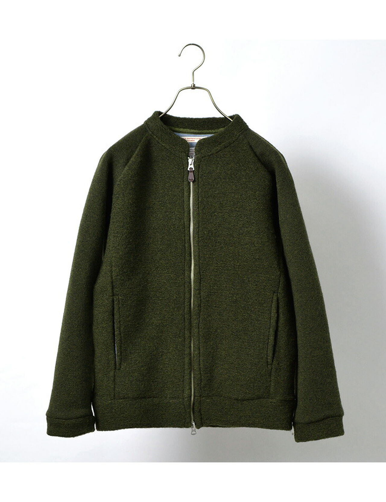 Airy Wool Collarless Single Zip Jacket,, large image number 2