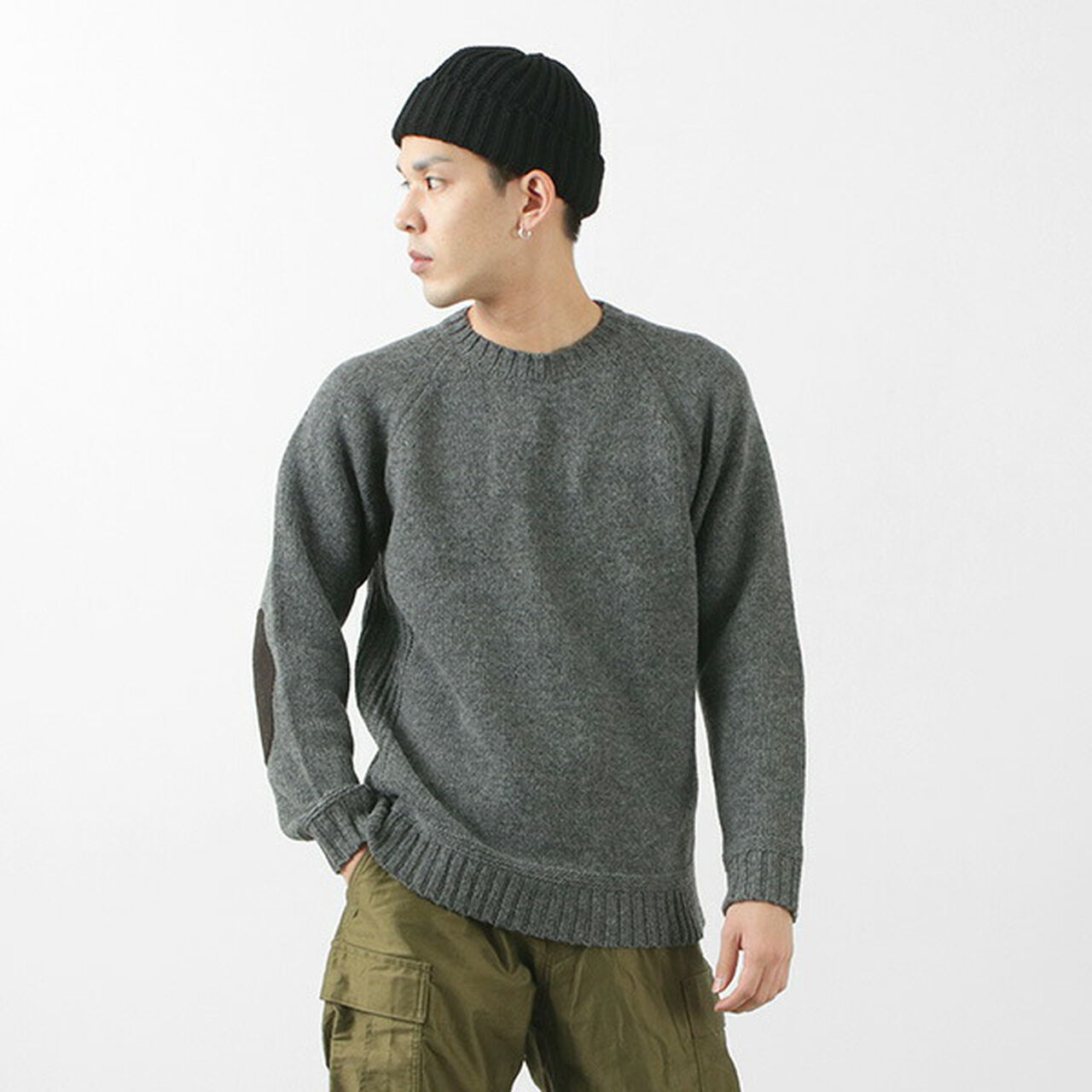 LANDNOAH  British Wool Crewneck Sweater,Grey, large image number 0