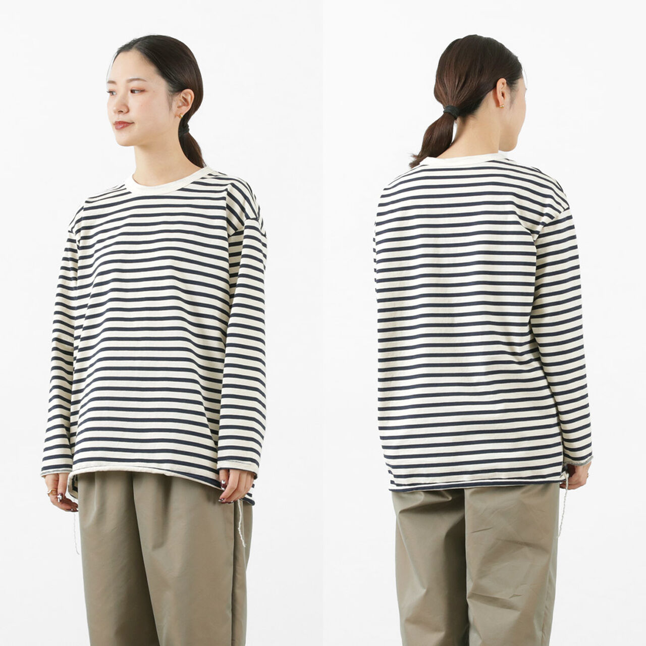 Striped Loose Long Sleeve T-Shirt,, large image number 11