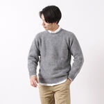 Crew Neck Plain Shaggy Dog Sweater,Grey, swatch