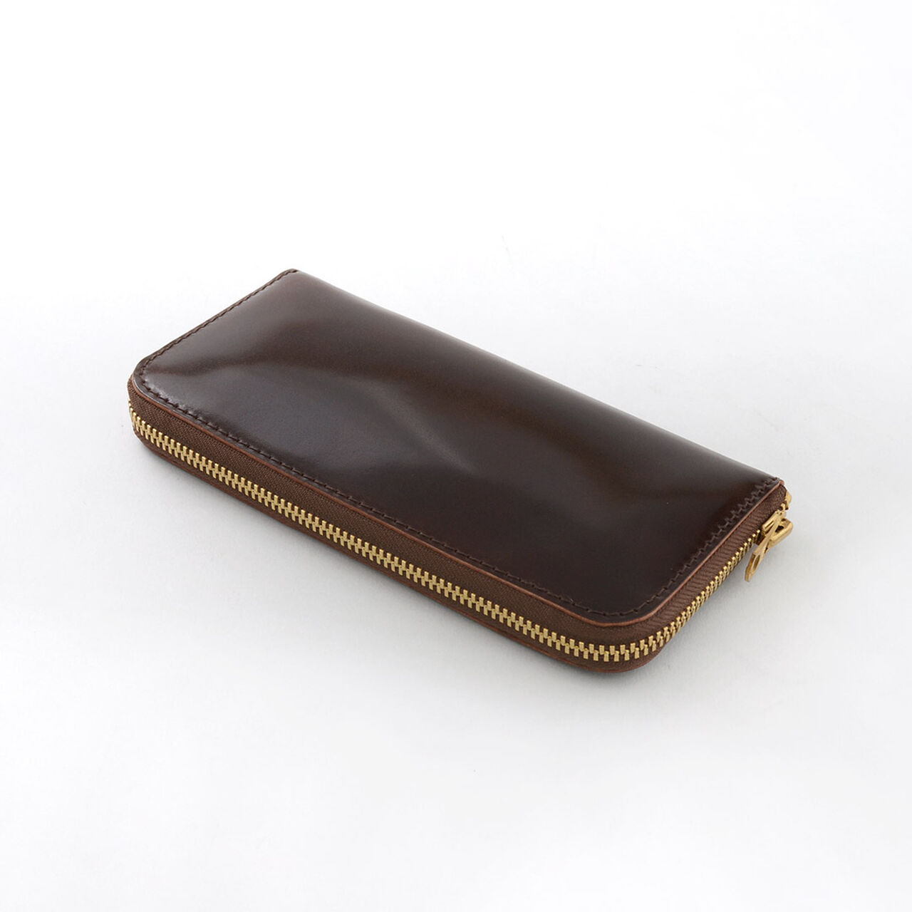 Colour coded cordovan long wallet,Chocolate_Gold, large image number 0