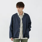 Linen Coolmax Shirt Cardigan,Navy, swatch