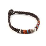 Multi Colored Braid Wax Cord Anklet,Brown, swatch