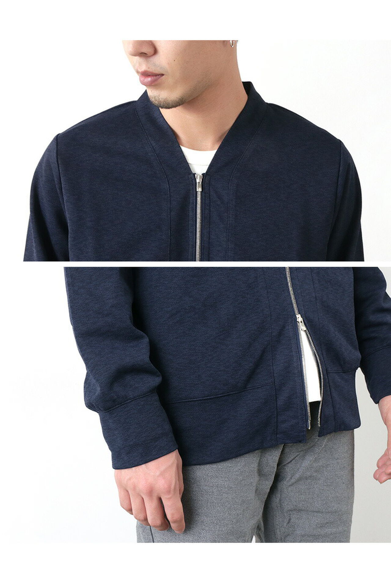 Mesh double face zip cardigan,, large image number 6