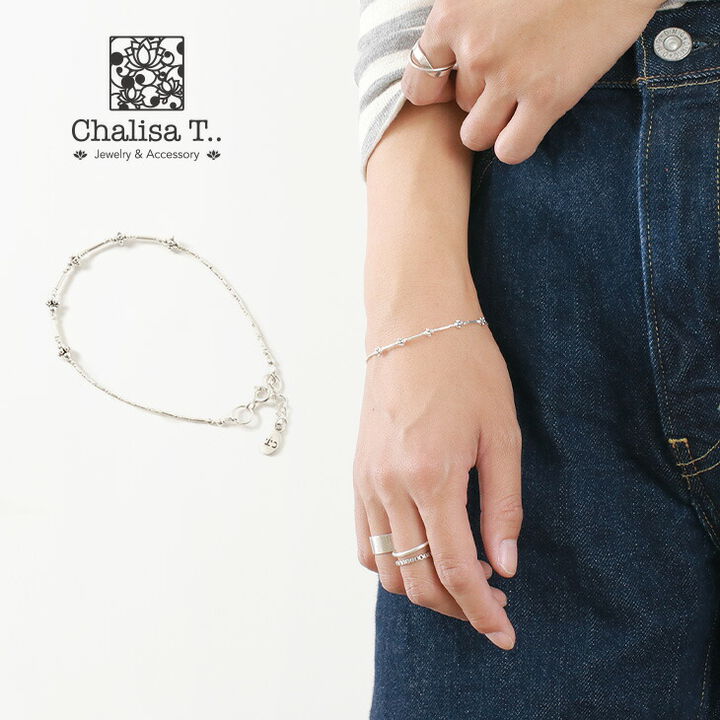Beaded spacers & multi-cut Karen silver beads/Bracelet