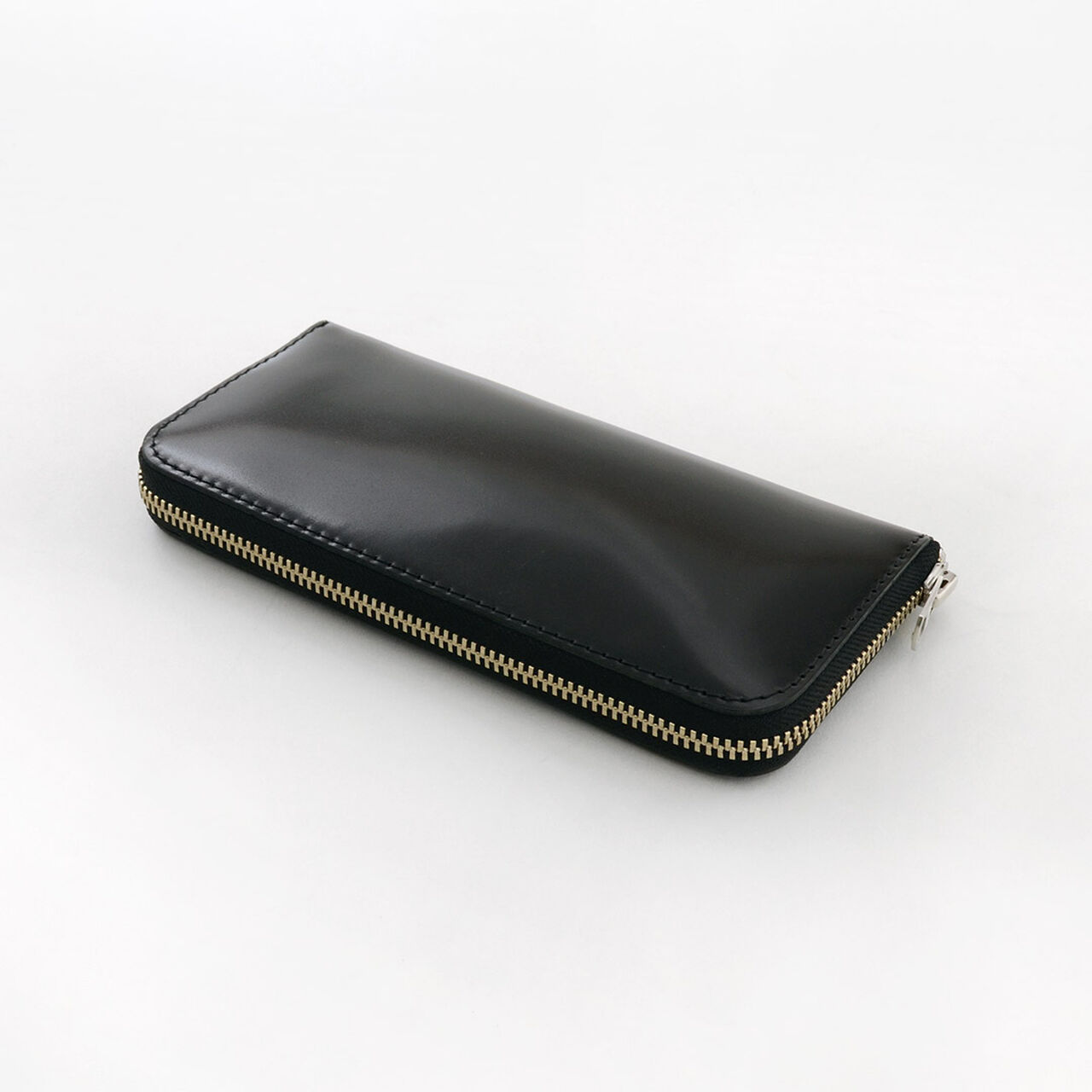 Colour coded cordovan long wallet,Black_Silver, large image number 0