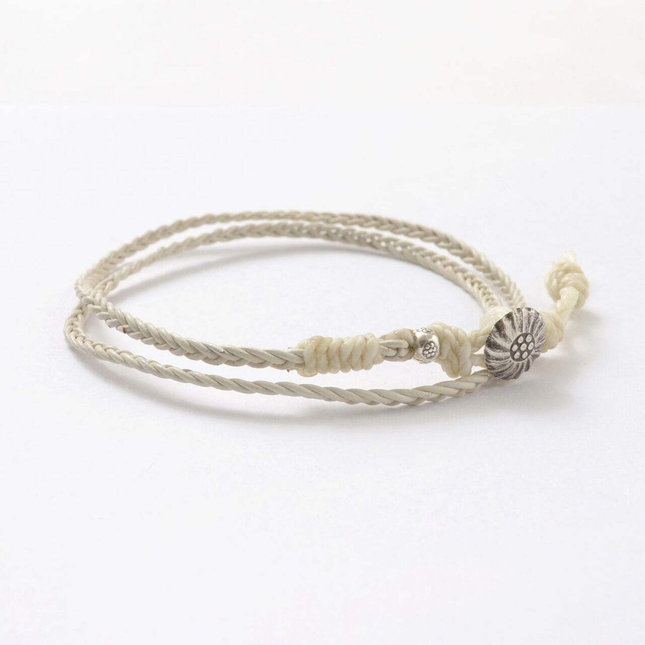 Braided 1mm Leather 2 Wrap Anklet,White, large image number 0