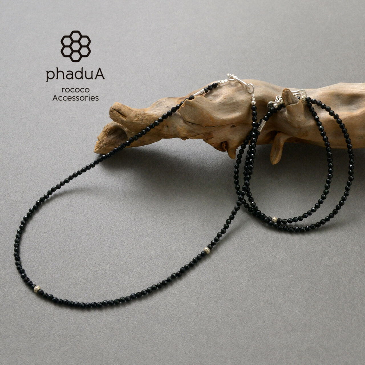 Black onyx bead necklace,, large image number 1