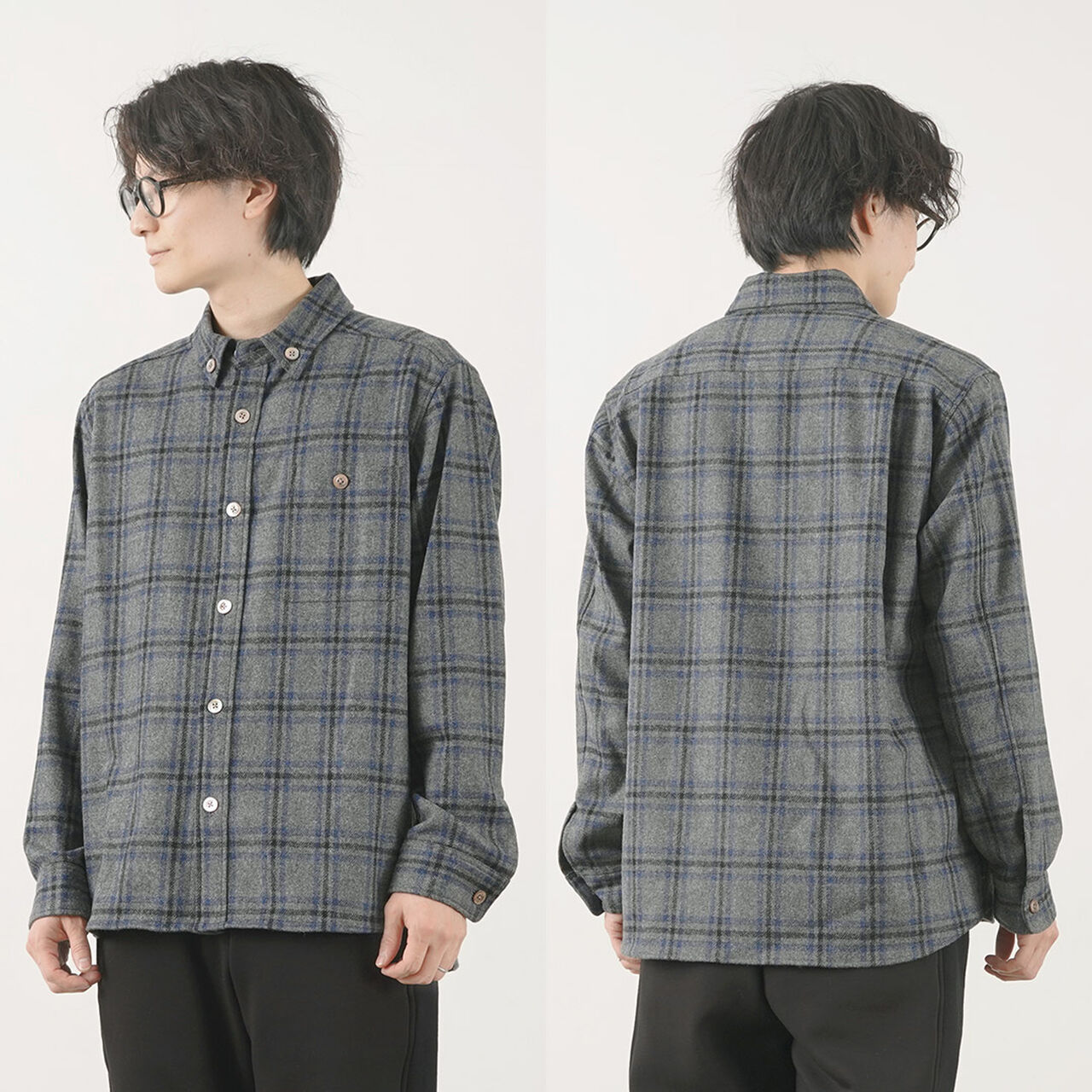 Craft Wool Check CPO Button Down Shirt,, large image number 10